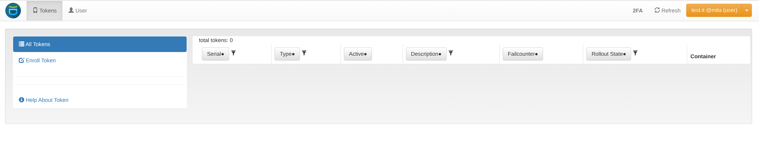 User dashboard