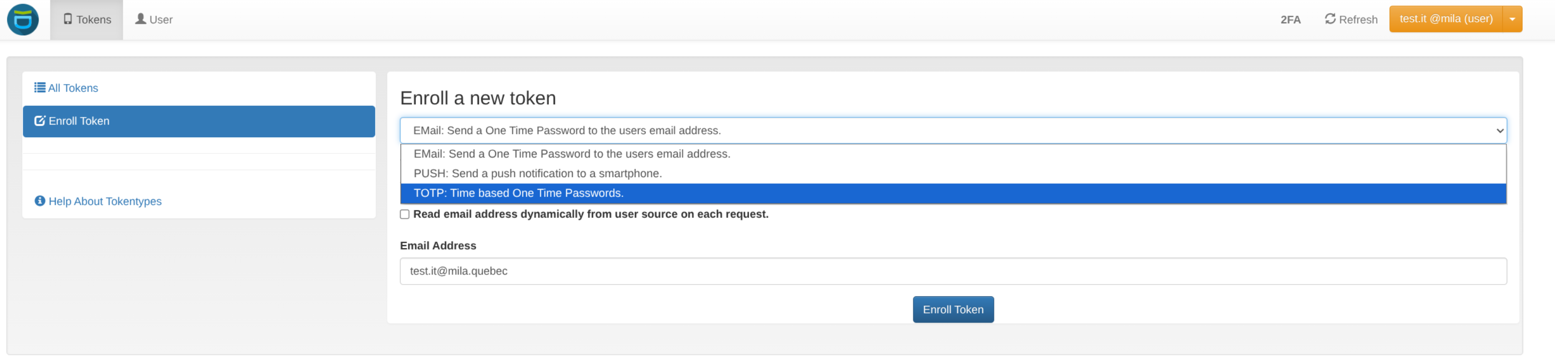 Token selector